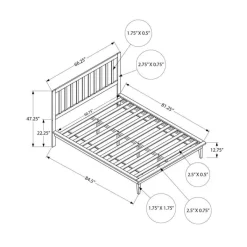 Monarch Queen Solid Wood Bed with Headboard (60