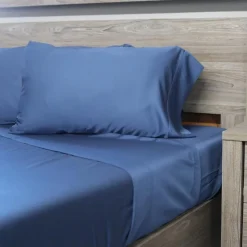 Queen Split-Head Bamboo Rayon Bed Sheet Set - Blue