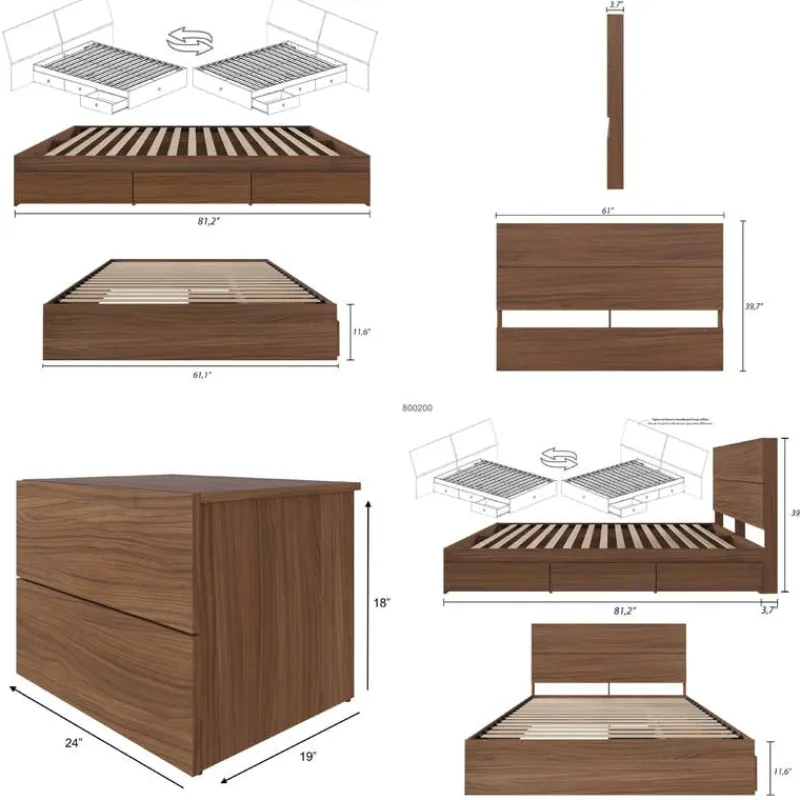 Nexera Queen Storage Bedroom Set (60") - 4 pcs -