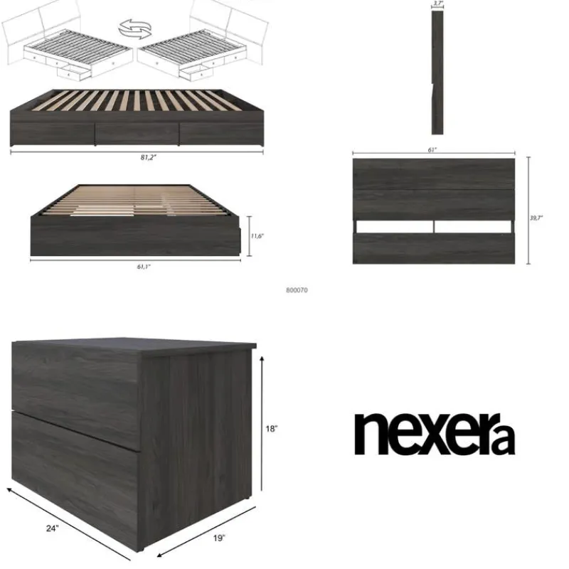 Nexera Queen Storage Bedroom Set (60") - 3 pcs -