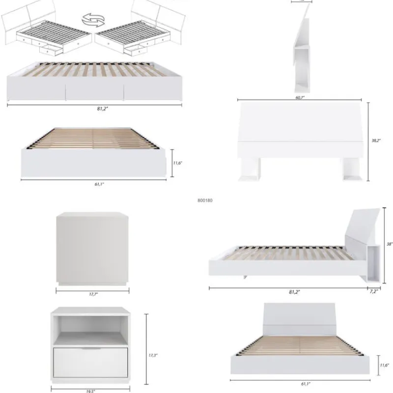 Nexera Queen Storage Bedroom Set (60") - 4 pcs -
