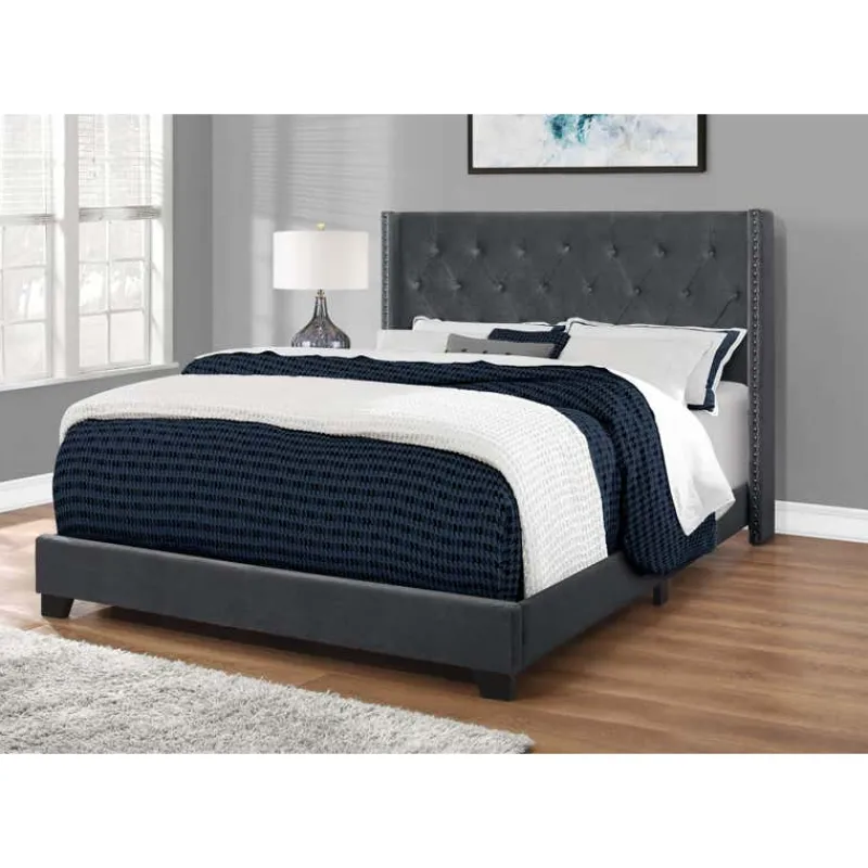Monarch Queen Velvet Bed with Headboard (60") -