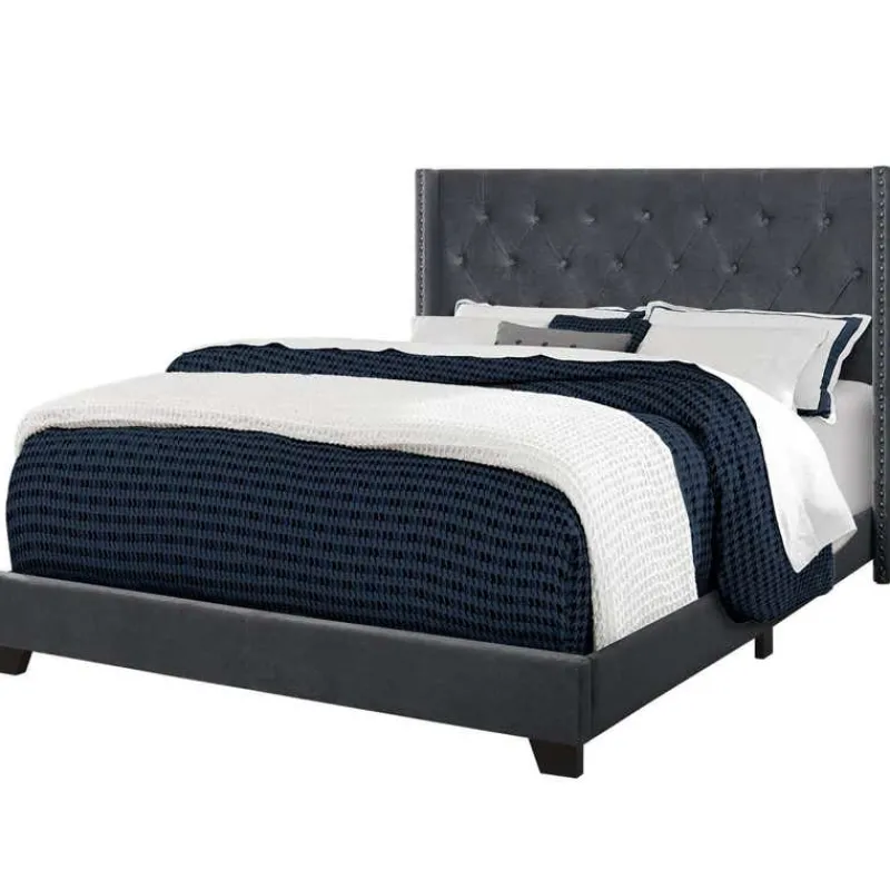Monarch Queen Velvet Bed with Headboard (60") -