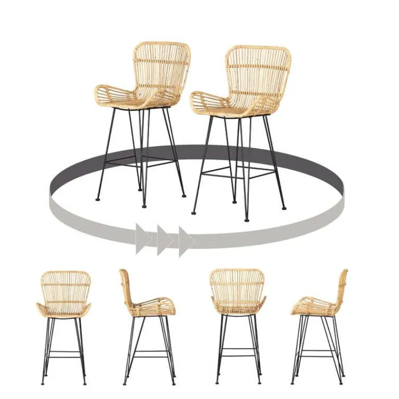 Meubles South Shore Rattan Counter Stool With Armrests. Set Of 2 - South Shore
