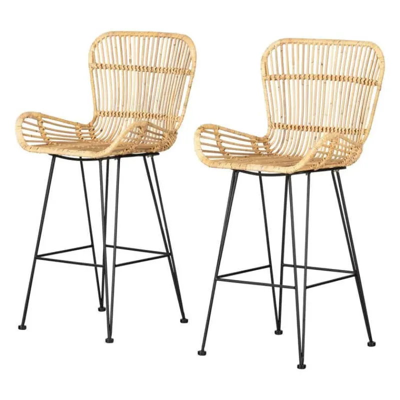 Meubles South Shore Rattan Counter Stool With Armrests. Set Of 2 - South Shore
