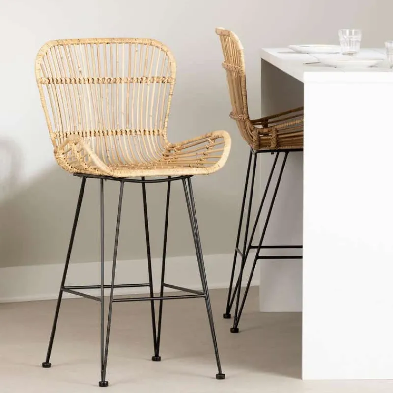 Meubles South Shore Rattan Counter Stool With Armrests. Set Of 2 - South Shore