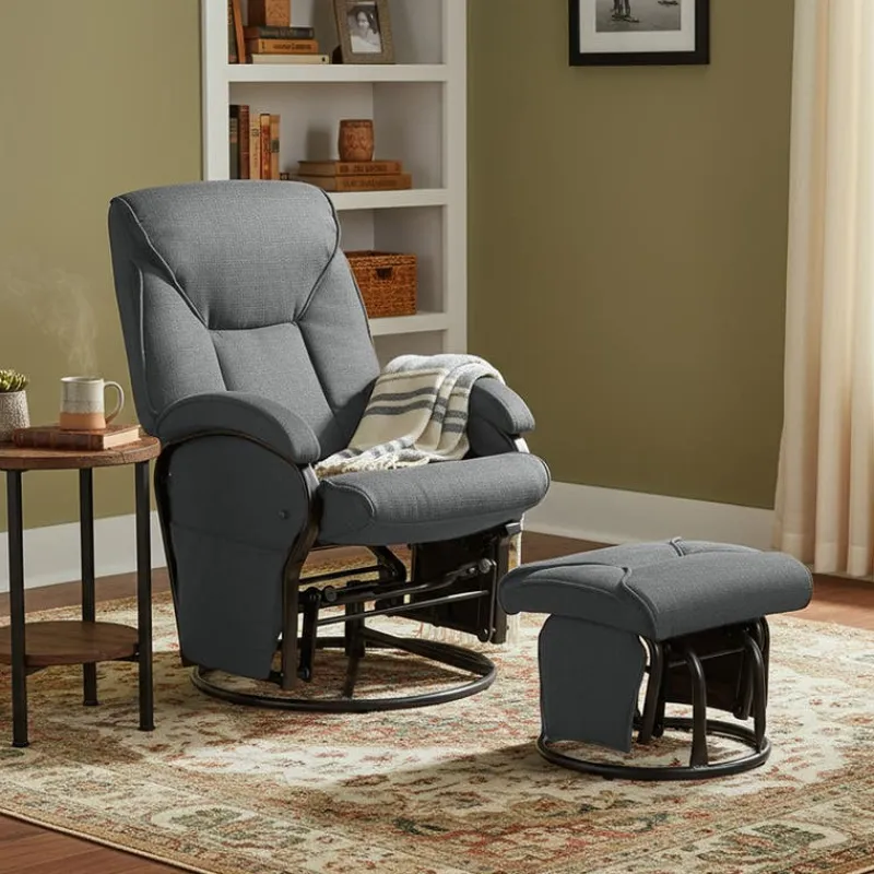 Reclining Ball-Bearing Swivel Glider with Ottoman