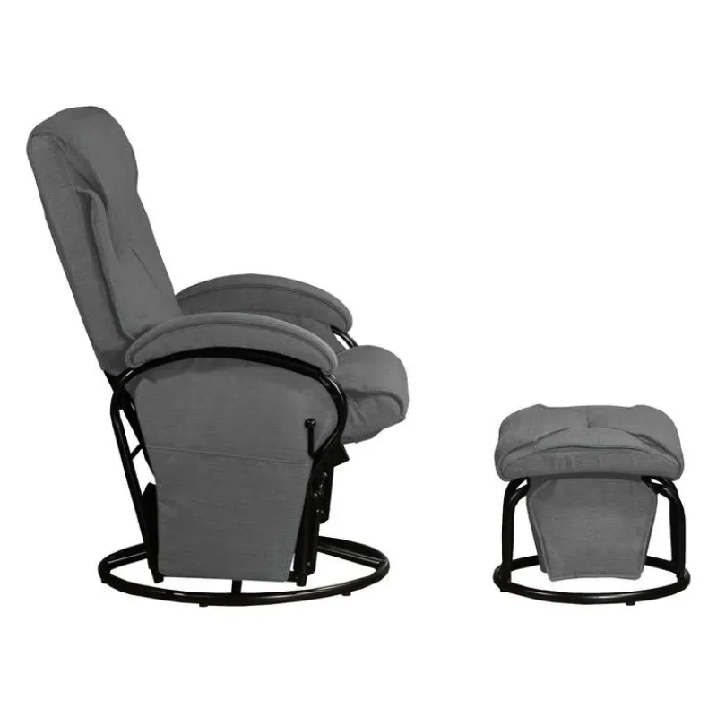 Reclining Ball-Bearing Swivel Glider with Ottoman