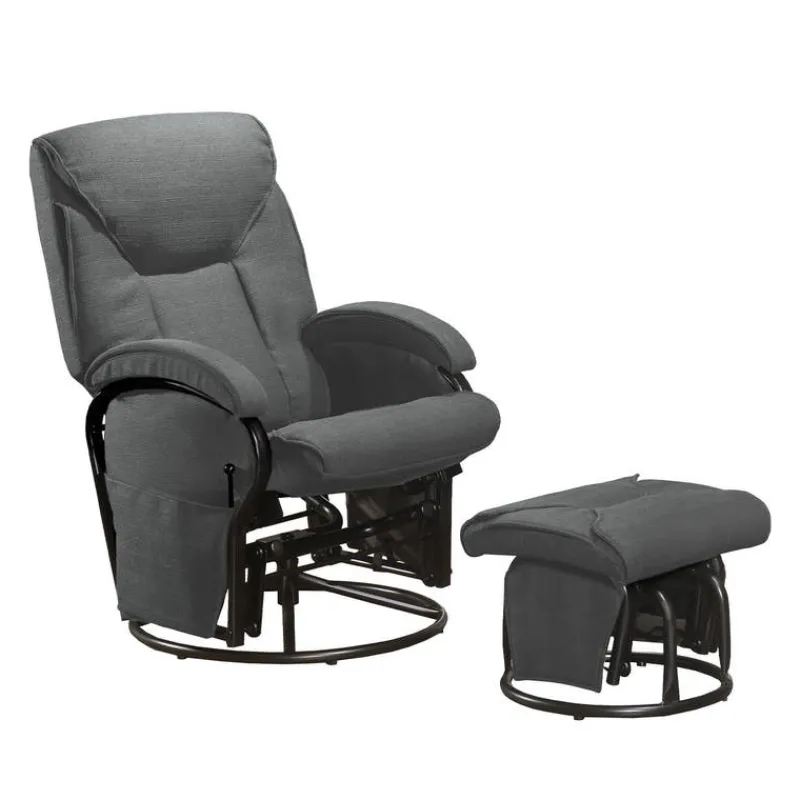 Reclining Ball-Bearing Swivel Glider with Ottoman