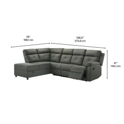 Reclining Sectional with Drop-Down Backrest and Cup Holders - Dark