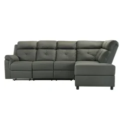 Reclining Sectional with Drop-Down Backrest and Cup Holders - Dark
