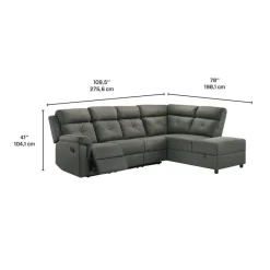 Reclining Sectional with Drop-Down Backrest and Cup Holders - Dark