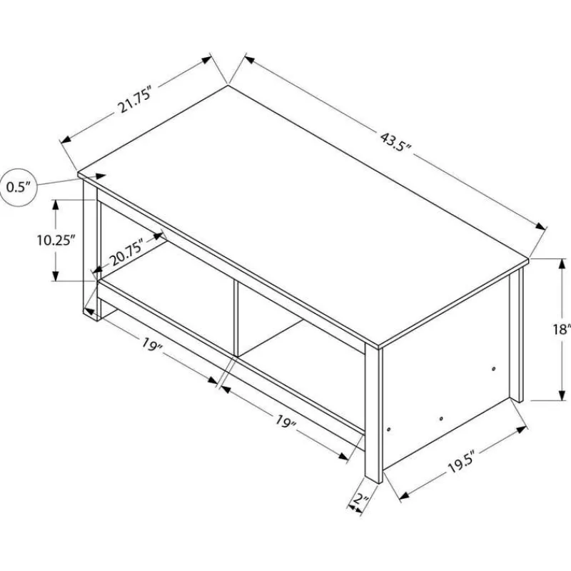 Monarch Rectangular Coffee Table with Storage 44" -