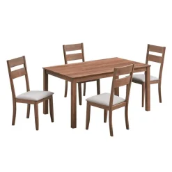 Rectangular Dining Table with 4 Chairs - Beige