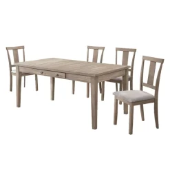 Rectangular Dining Table with Storage Compartments and 4 Chairs -