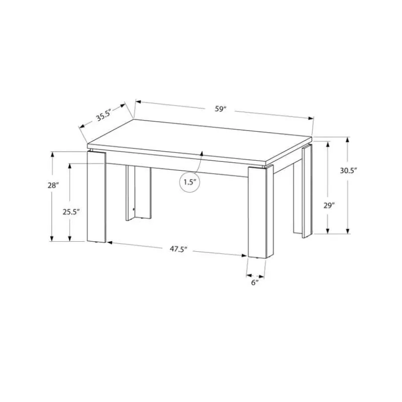 Monarch Rectangular Dining Table 60" -