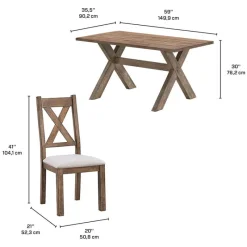 Rectangular Dining Table with 4 Chairs - Beige
