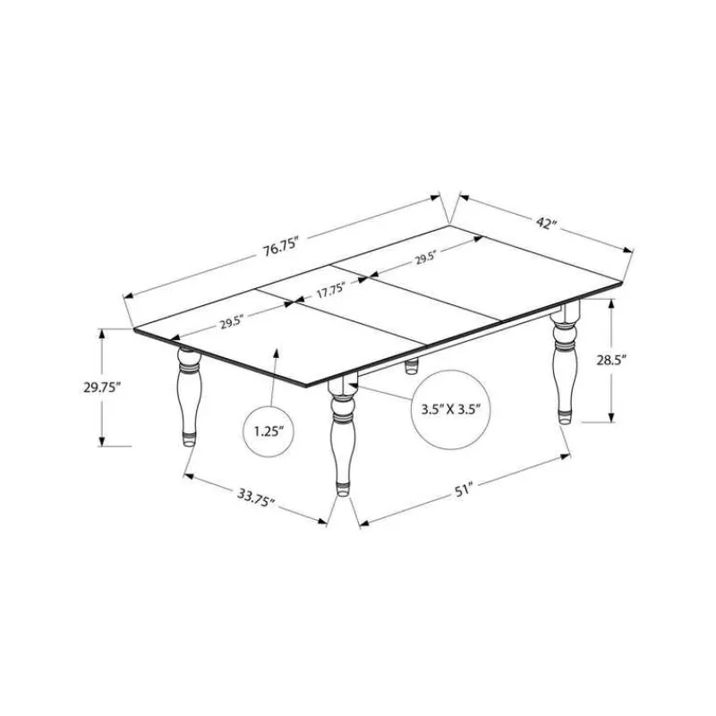 Monarch Rectangular Extendable Dining Table 60" to 78" -
