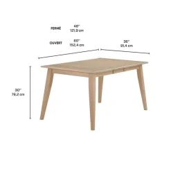 Arboit Poitras Rectangular Extendable Solid Wood Dining Table 48