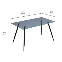 Rectangular Glass Dining Table 59"