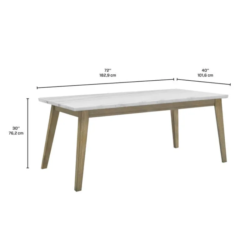 Rectangular Marble Top Dining Table 72"