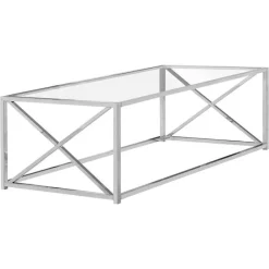 Monarch Rectangular Metal and Tempered Glass Coffee Table -