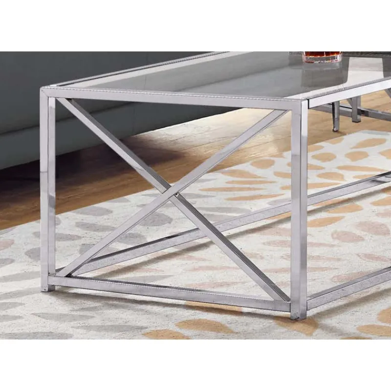 Monarch Rectangular Metal and Tempered Glass Coffee Table -