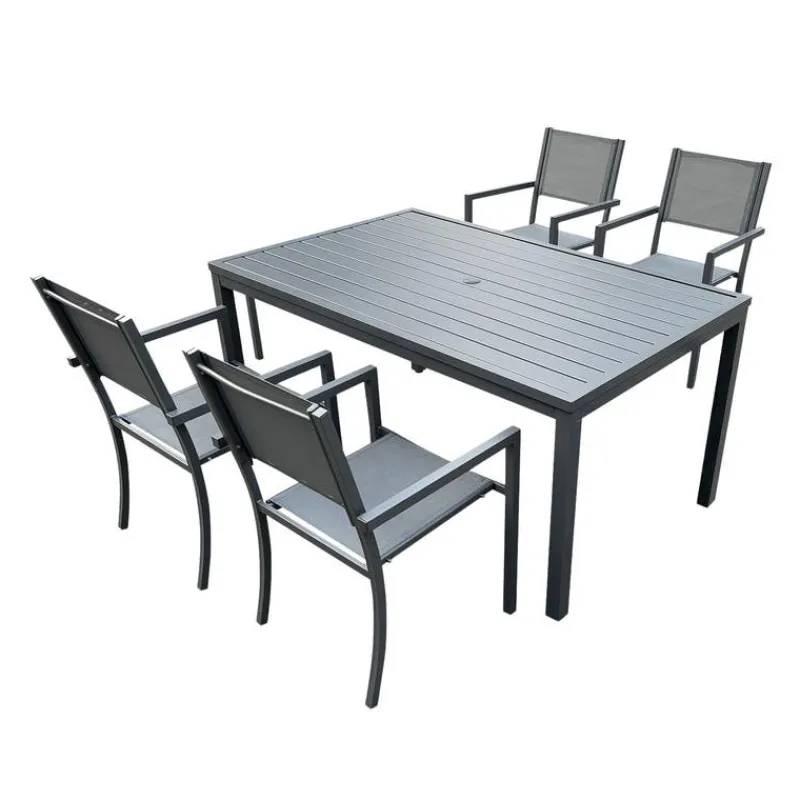 Rectangular Metal Outdoor Dining Table and 4 Chairs