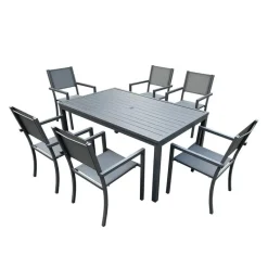 Rectangular Metal Outdoor Dining Table and 6 Chairs
