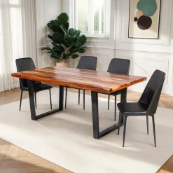 Rectangular Solid Wood Dining Table with 4 Chairs - 72"