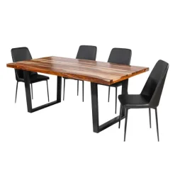 Rectangular Solid Wood Dining Table with 4 Chairs - 72