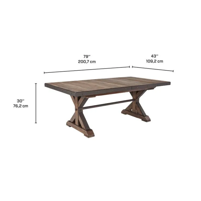 Rectangular Solid Wood Dining Table 79"