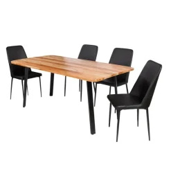 Rectangular Solid Wood Dining Table with 4 Chairs - 67"