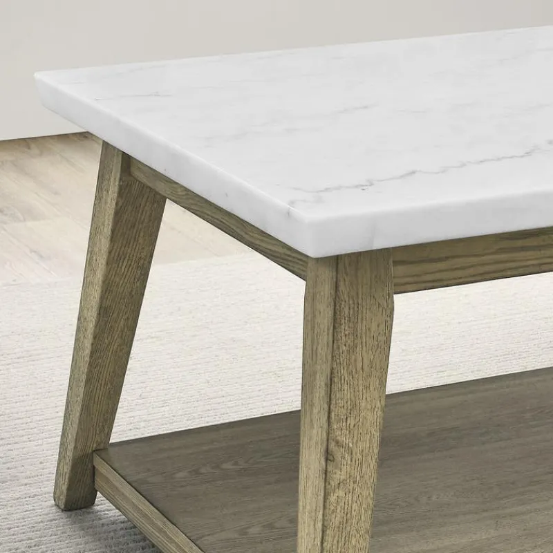 Rectangular White Marble Top Coffee Table