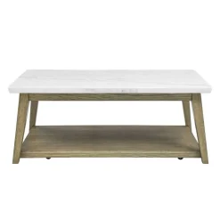 Rectangular White Marble Top Coffee Table