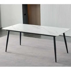 Rectangular White Sintered Stone Dining Table - 59