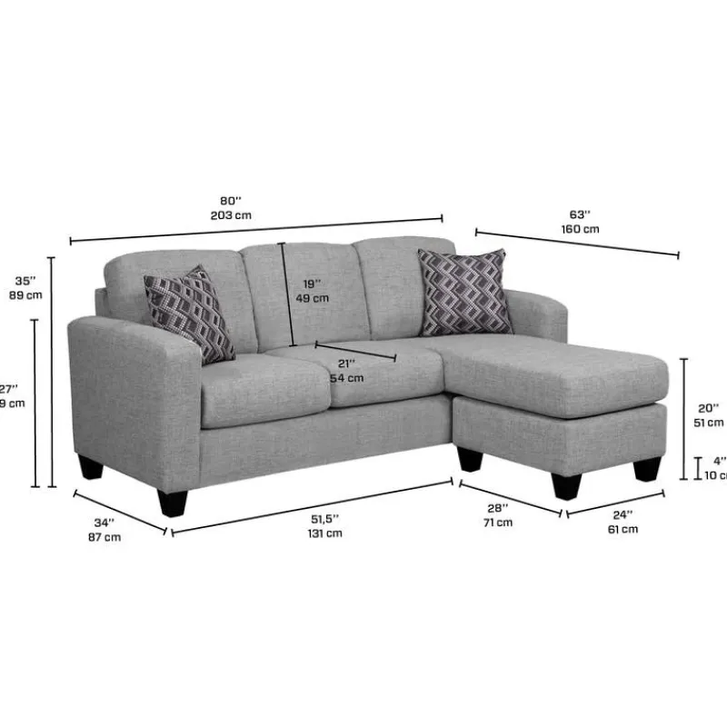 Sofa By Fancy Reversible Sectional with Chaise - Grey