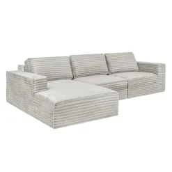 Rolled & Compressed Left Sectional in Corduroy Velvet 3 pcs -