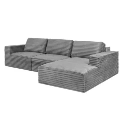 Rolled & Compressed Right Sectional in Corduroy Velvet 3 pcs -