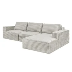 Rolled & Compressed Right Sectional in Corduroy Velvet 3 pcs -