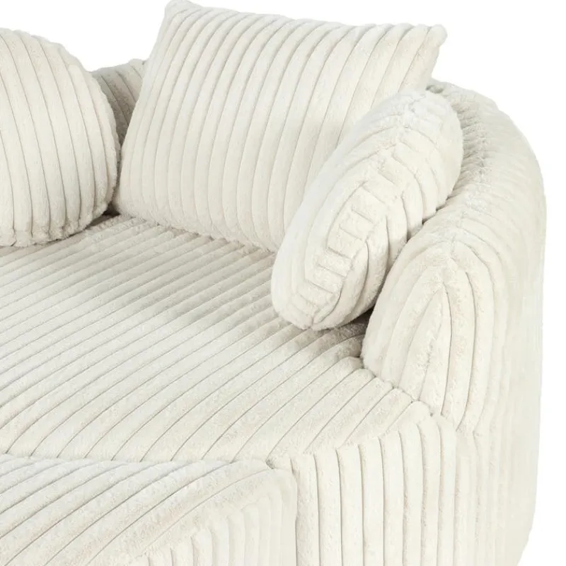 Rolled & Compressed Sealy Corduroy Armchair-in-a-Box with an Ottoman - Cream