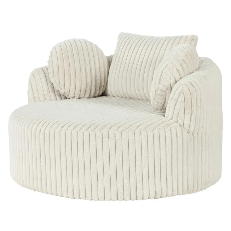 Rolled & Compressed Sealy Corduroy Armchair-in-a-Box with an Ottoman - Cream