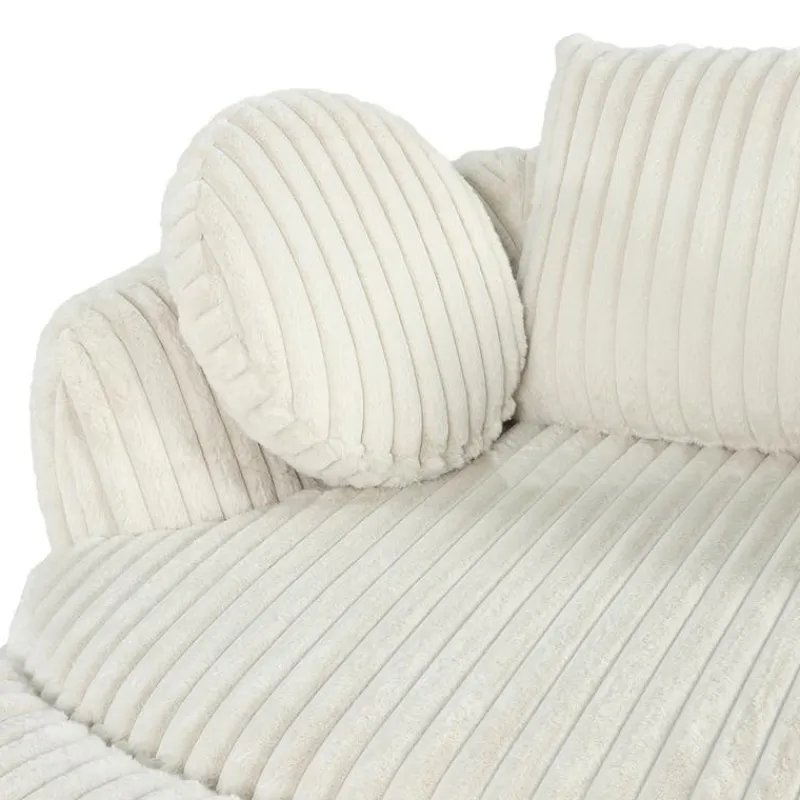 Rolled & Compressed Sealy Corduroy Armchair-in-a-Box with an Ottoman - Cream