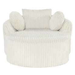 Rolled & Compressed Sealy Corduroy Armchair-in-a-Box with an Ottoman - Cream