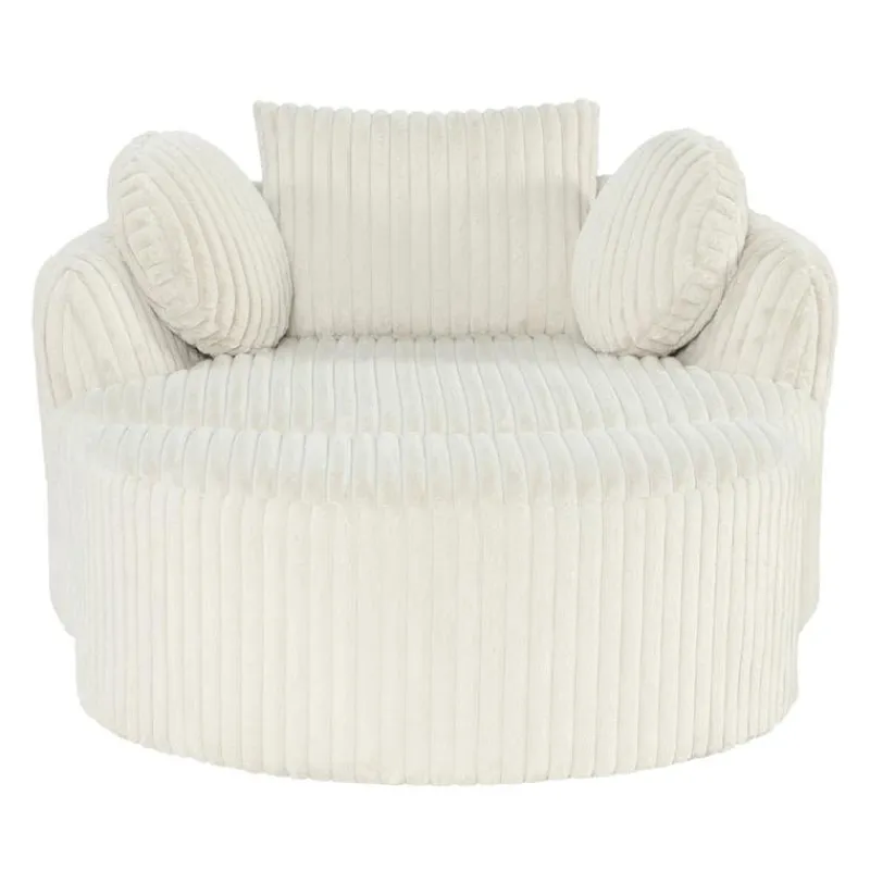Rolled & Compressed Sealy Corduroy Armchair-in-a-Box with an Ottoman - Cream