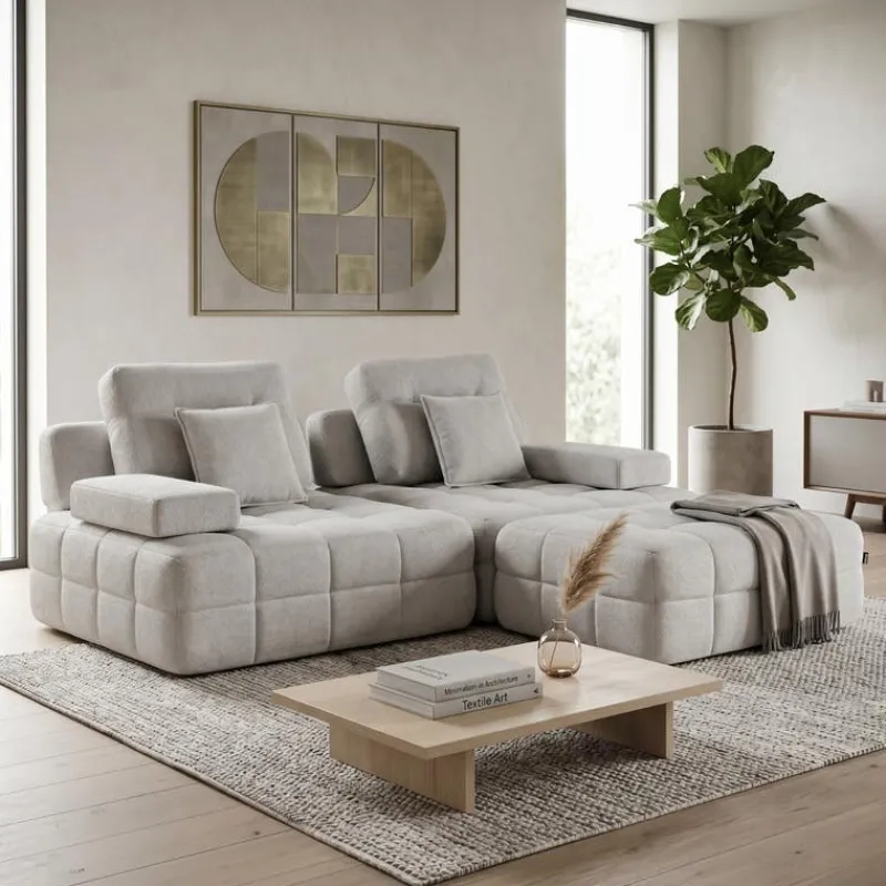 Rolled and Compressed Loveseat-in-a-Box with Matching Ottoman