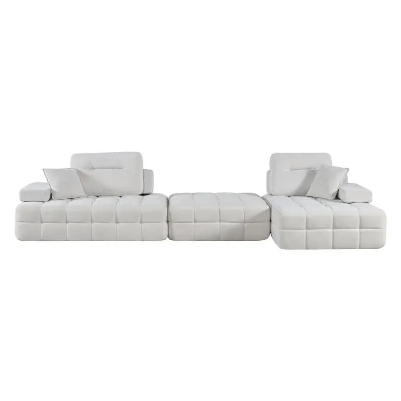 Rolled and Compressed Sectional-in-a-Box with Matching Ottoman