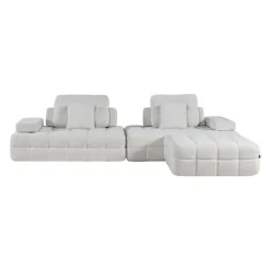 Rolled and Compressed Sectional-in-a-Box with Matching Ottoman
