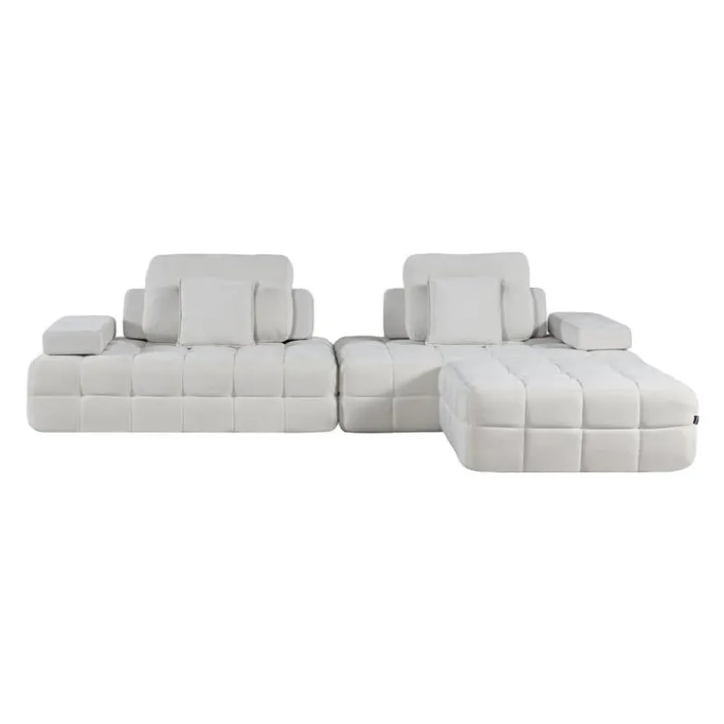 Rolled and Compressed Sectional-in-a-Box with Matching Ottoman