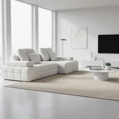 Rolled and Compressed Sectional-in-a-Box with Right-Facing Chaise